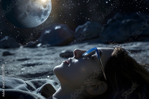 Woman lying down watching the space