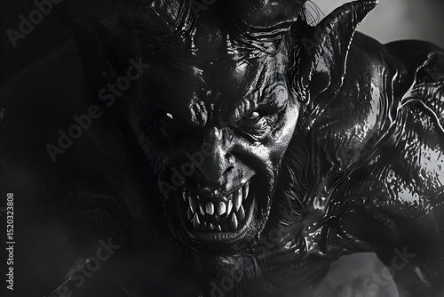 Black and white demon, illustration