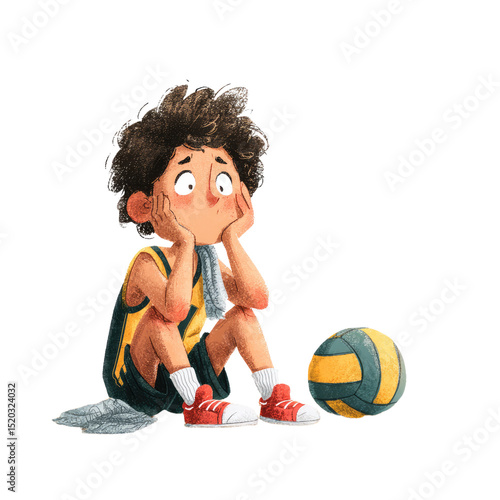 A Pensive Volleyball Player Contemplating the Games Outcome