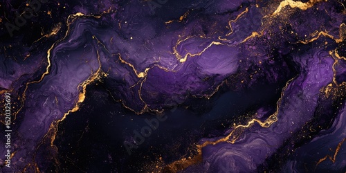 Abstract  Purple and Gold Marble Effect