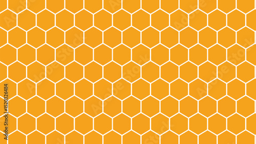 A repeating pattern of orange hexagons outlined in white creating a honeycomb like structure