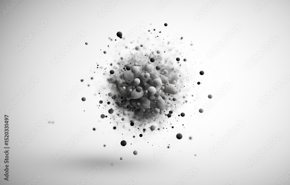 Obraz premium Crisis entropy: digital textures dissolving into elegant black and white noise elements over a minimalist gradient