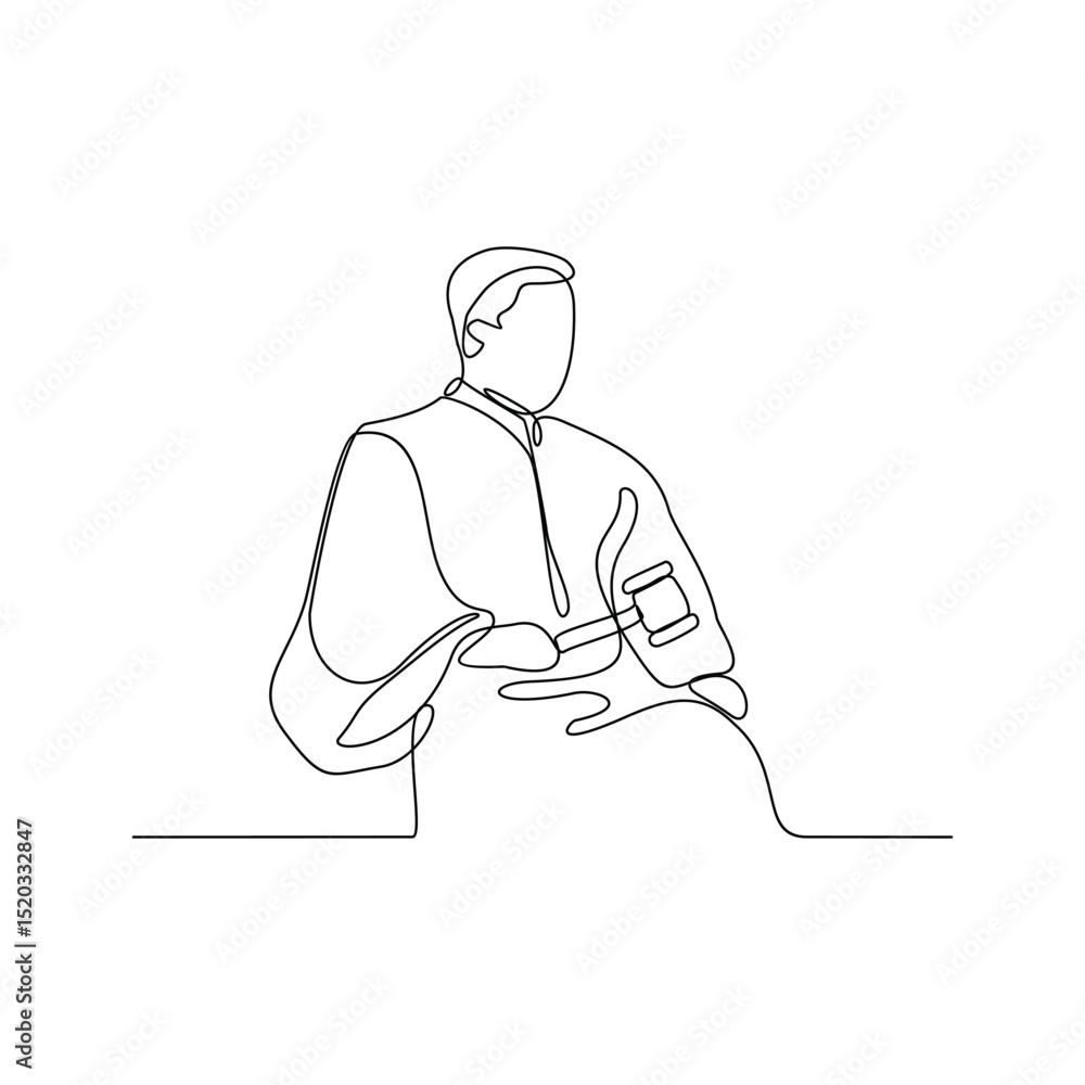 custom made wallpaper toronto digitalOne continuous line drawing of a Judge with robe and gavel vector design illustration. Justice themes design in simple linear style concept. Suitable for your asset design and education purpose.