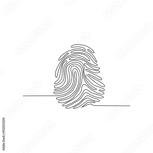 One continuous line drawing of a Fingerprints that form a maze pattern or labyrinth of justice vector illustration. Justice themes design in simple linear style concept. Suitable for your asset design