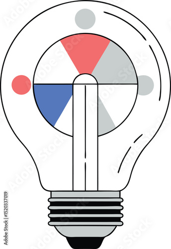 Abstract illustration depicting the idea of teamwork and innovative thinking with a lightbulb