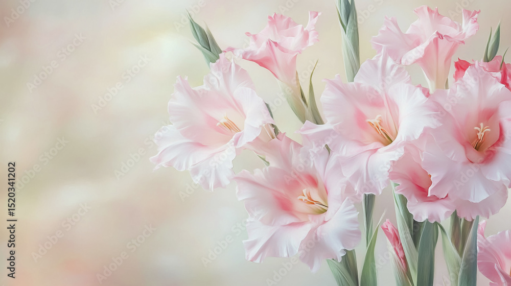Elegant wedding invitation card background . Minimal hand painted watercolor Gladiolus flowers texture template background. Design for wedding, vip cover, poster, rsvp moderncard.Valentine's Day Elegant wedding invitation card background . Minimal hand painted watercolor Gladiolus flowers texture template background. Design for wedding, vip cover, poster, rsvp moderncard.Valentine's Day