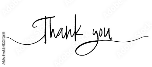 VECTOR Thank you hand drawn inscription with lines. Calligraphic inscription, vector illustration.	
