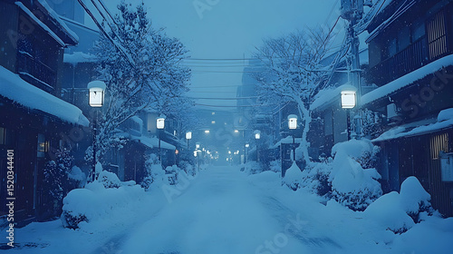 Snowy Street at Night Illustration