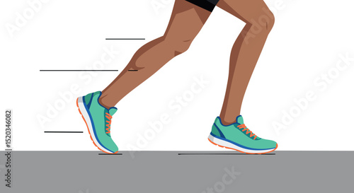 Human Legs Running in Blue Sneakers with Motion Lines Vector Illustration 