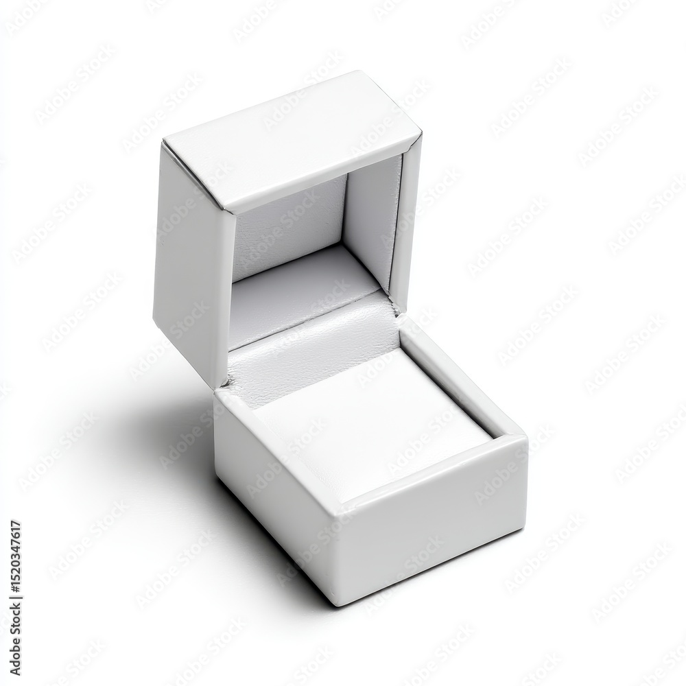 White Open Jewelry Box Close Up on White Background Product Showcase White Open Jewelry Box Close Up on White Background Product Showcase