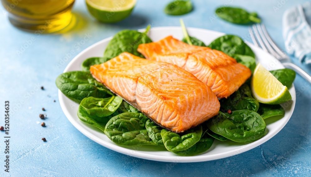 Delicious Grilled Salmon with Spinach Delicious Grilled Salmon with Spinach