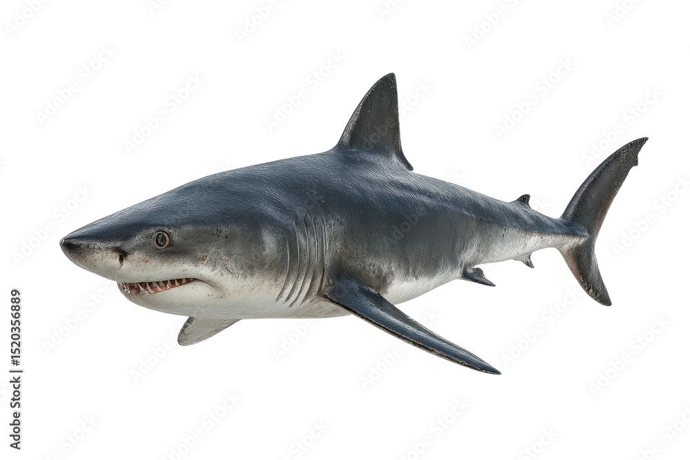 Naklejka premium Realistic Great White Shark Depicted in Detailed Profile