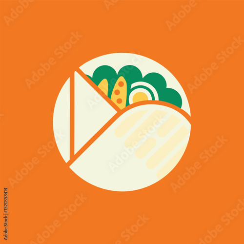 Delicious simplified illustration of a freshly wrapped and filled burrito icon