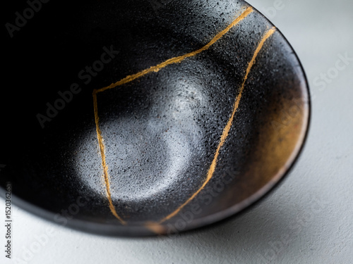 close up of a repaired bowl