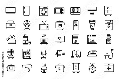 Home appliance line icons set. Vector line icons.