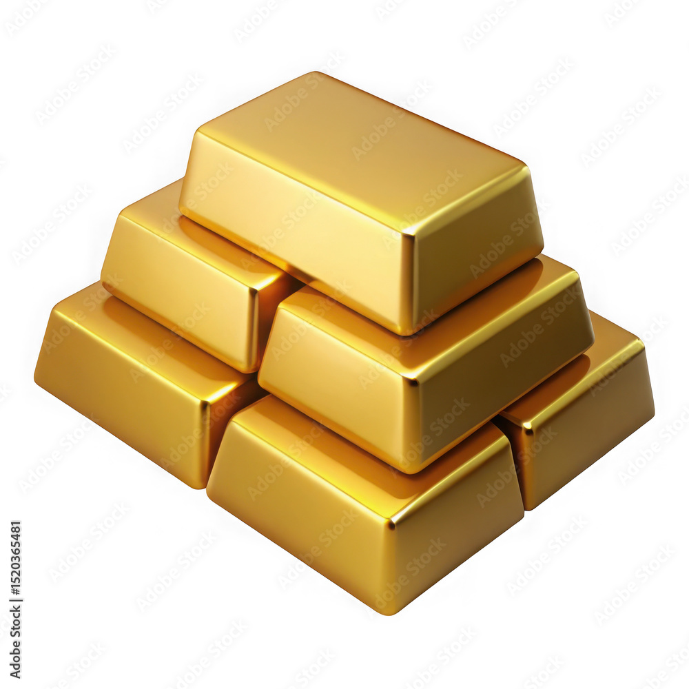 Stack of gold bars, shiny, isolated on transparent background Stack of gold bars, shiny, isolated on transparent background