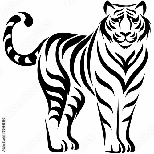 Wallpaper Mural Tiger illustration black and white vector image of a striped tiger for design and decoration projects Torontodigital.ca