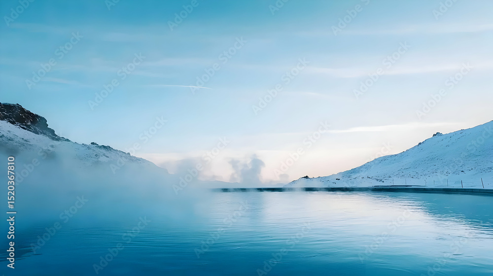 Fototapeta premium Frozen Geothermal Hot Spring Landscape In Iceland