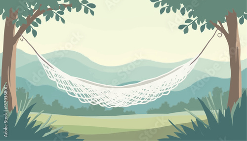 Hammock between tree landscape