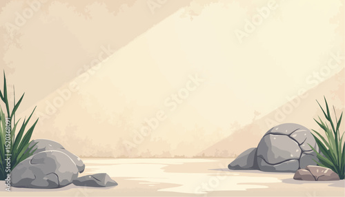 Cartoon Grass Rock Background