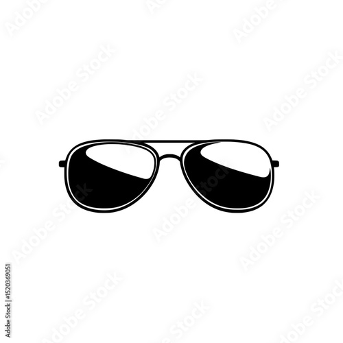Thick-rimmed eyeglasses icon representing classic vision correction frames in black silhouette