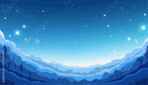 Night Sky and Landscape Illustration