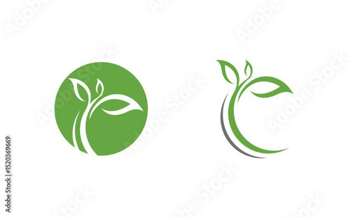 Eco Tree leaf Green nature element vector design v.1