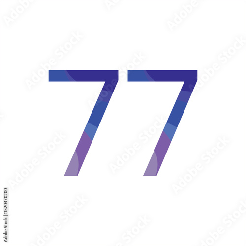 Colorful Gradient Number 77 Design with Modern Typography on White Background