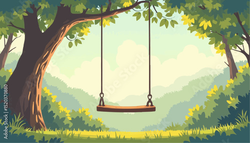 Tree Swing in Forest Scenery