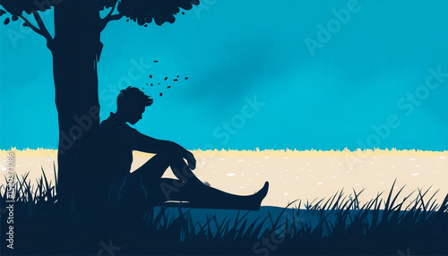 Lost in thought under the shade of a tree - a moment of silence on the shores of solitude