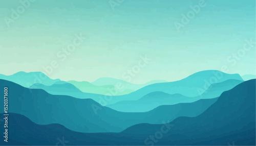 Blue mountain range minimalist landscape
