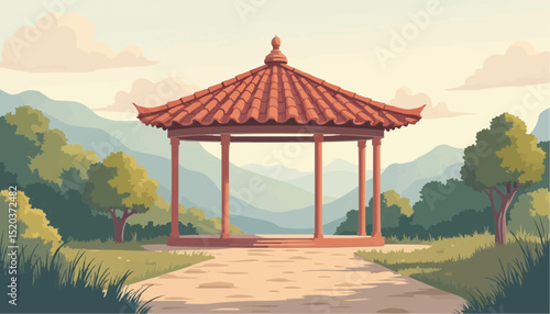 Gazebo Landscape Illustration