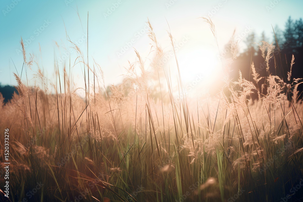 Fototapeta premium sunset in the grass