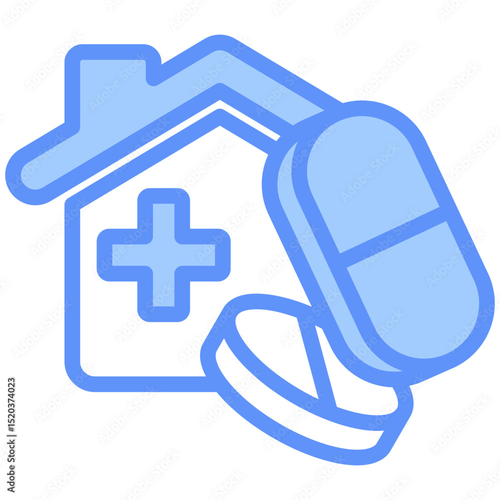 Obraz premium Pharmacy Icon Outline Blue