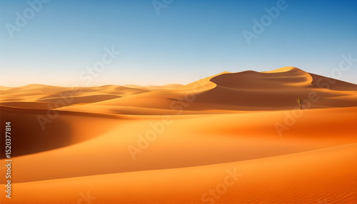 Golden desert under a clear sky – a harmony of dunes and sand