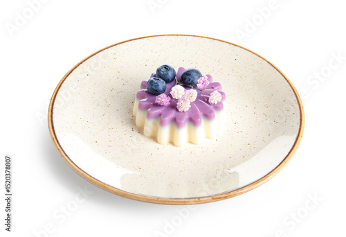 Plate of panna cotta with b...