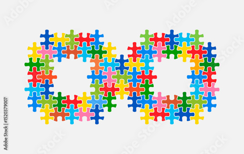 Infinity symbol colorful puzzle design. Vector isolated on white background.	