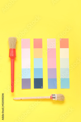 Many color palettes and bru...