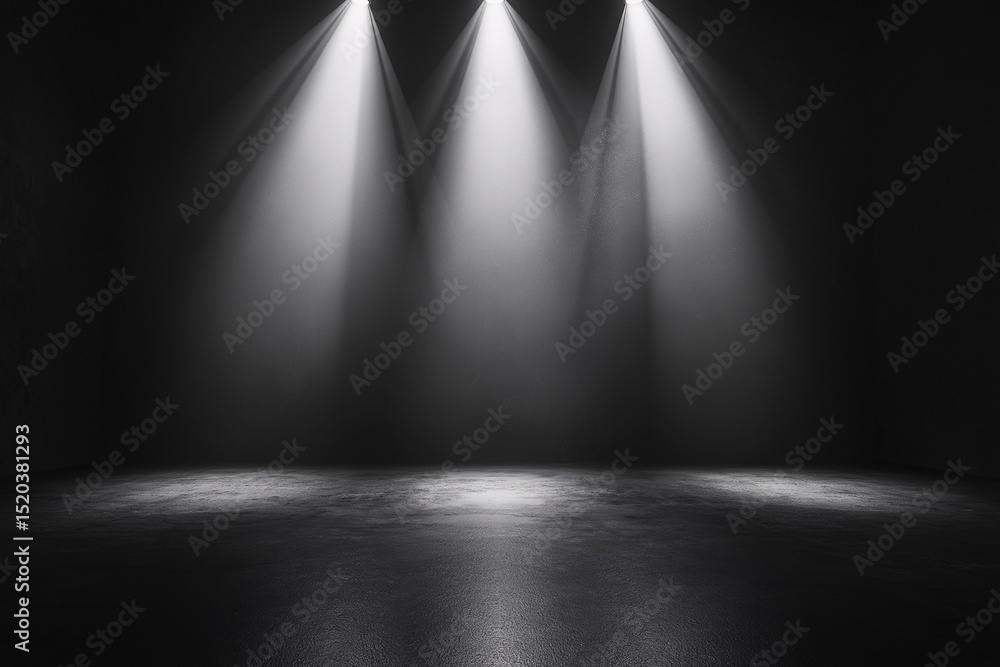 Obraz premium Empty Theater Stage. Professional Lighting & Dramatic Setup for Showtimes and Concert Productions