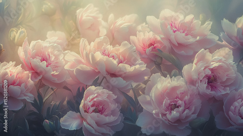 Wallpaper Mural Elegant wedding invitation card background vector. Minimal hand painted watercolor Paeonia flowers texture template background. Design for wedding, vip cover, poster, rsvp moderncard.Valentine's Day Torontodigital.ca