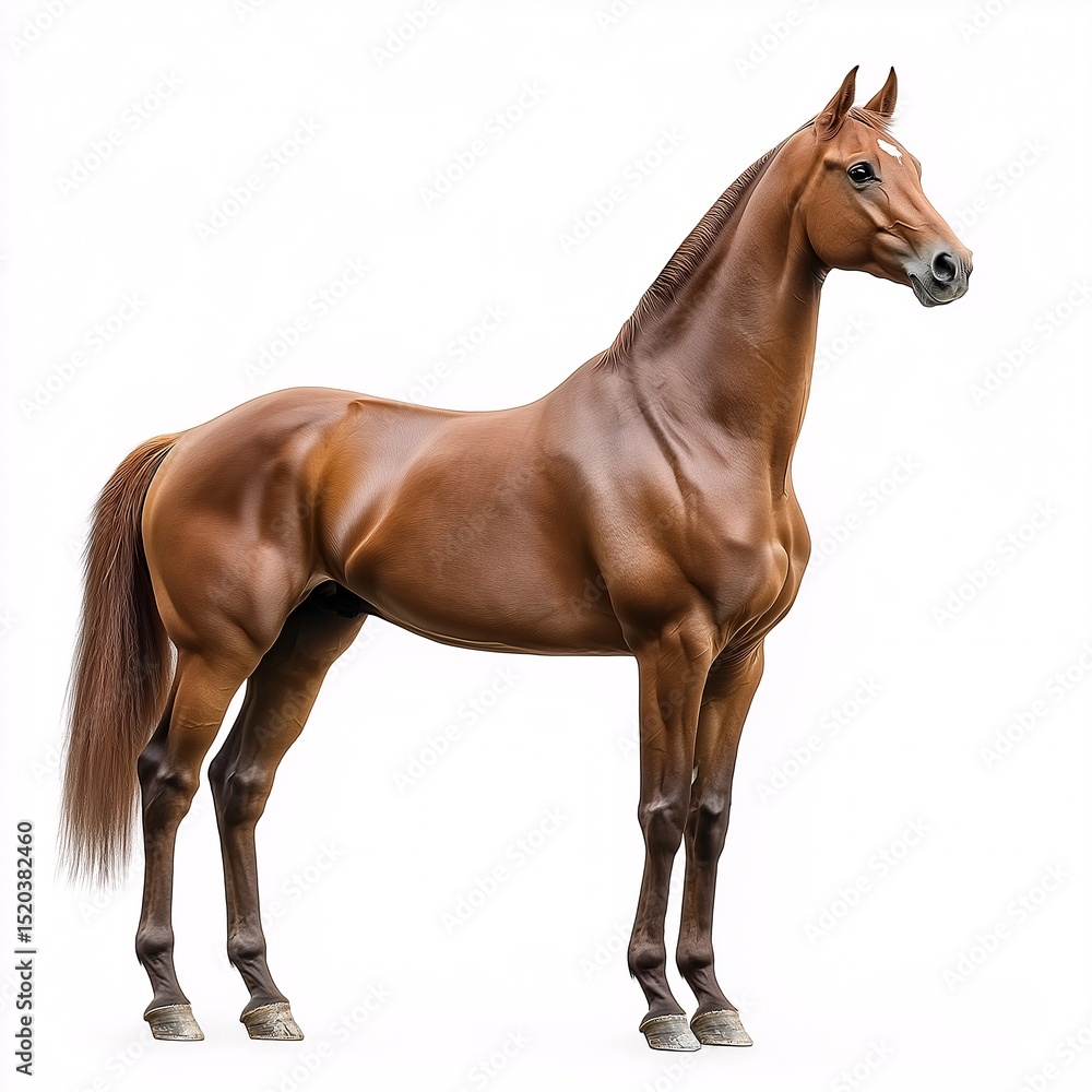 Fototapeta premium Quarter Horse Training and Performance. Majestic Stallion Trotting With Gleaming Coat in Natural Light