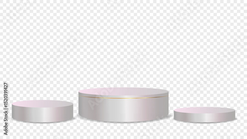 Podium white on transparent background Vector 3d. Template Stand for product presentation studio showroom awards. Product display mockup.