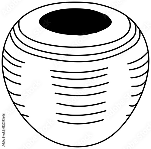 Egyptian Pottery Vector Vase Outline Line Art Drawing