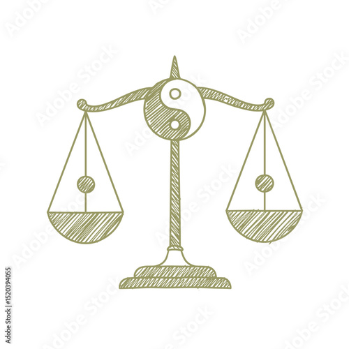 Hormonal Balance Icon. Scales Symbol, Minimalist Vector Graphic, Equilibrium and Harmony, Dietary Supplements, Health Web/App Design