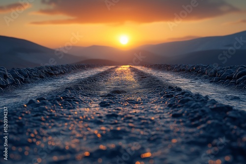 Scenic Sunset Road. Breathtaking Drone View of Rural Landscape and Vibrant Colors