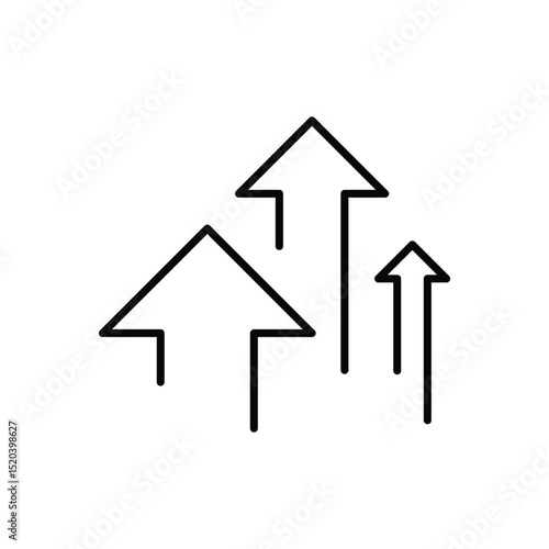 Line Icon of Rising Arrows Symbolizing Success Boost Improvement and Upward Movement in Business or Statistics