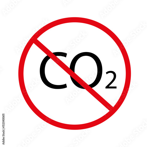 A red circle with a diagonal line crossing out CO2, meaning no carbon dioxide allowed