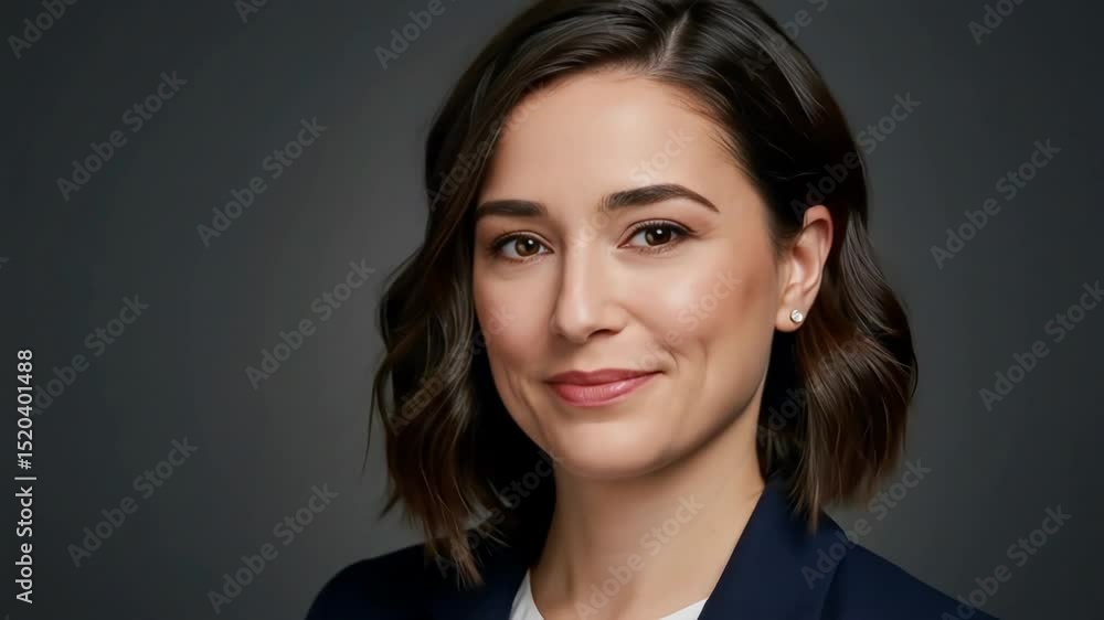 A professional woman with a warm smile poses for a headshot, looking confident and successful. A professional woman with a warm smile poses for a headshot, looking confident and successful.