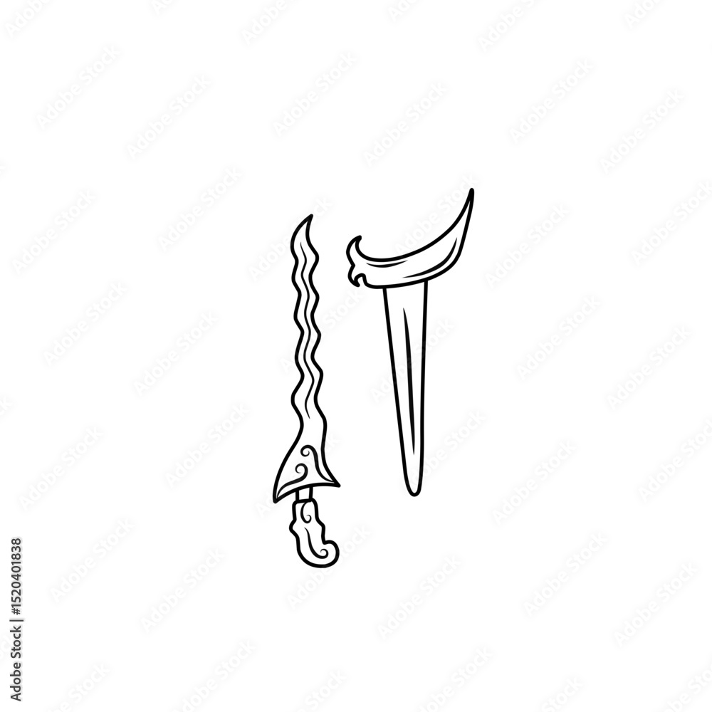 Fototapeta premium hand drawn keris icon