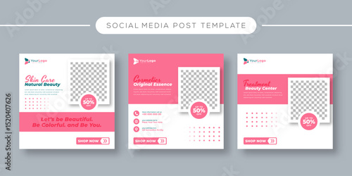 Professional Modern Beauty Center Makeup Social Media Post Template – Editable Vector Design for Cosmetic Marketing, Glamour Makeup, and Beauty Promotion